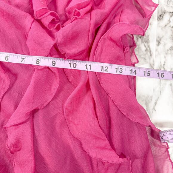 MABLE Hot Pink Bodycon Tube Maxi Dress Endless Ruffle Sheer Lined MSRP $90 - Picture 6 of 8